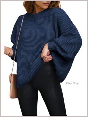 Oversized Chunky Ribbed Knit Pullover Sweater Crewneck Long Sleeve